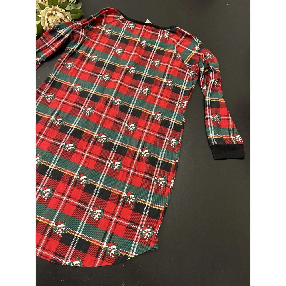 Bucees Red Black Christmas Plaid Night Gown Women's Sz M